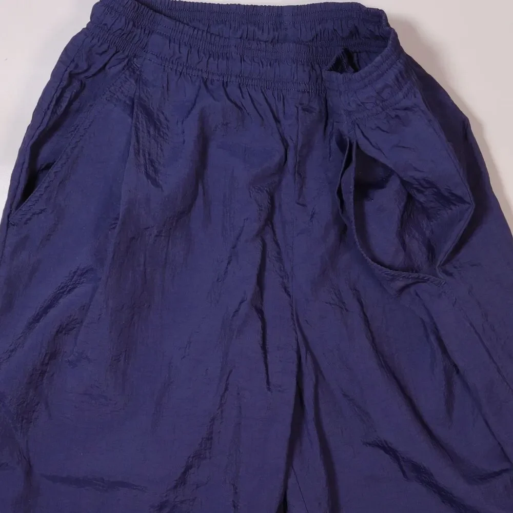 VTG Nike Nylon Track Pants Blue Windbreaker Zip Ankle Unlined Mens Medium x 32